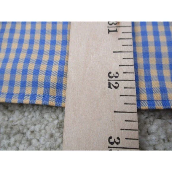 Twillory Shirt Mens Extra Large Tailored 17.5 36 37 Orange Blue Check Button Up - Picture 10 of 12